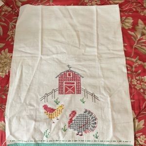 Vintage hand embroidered dish towel